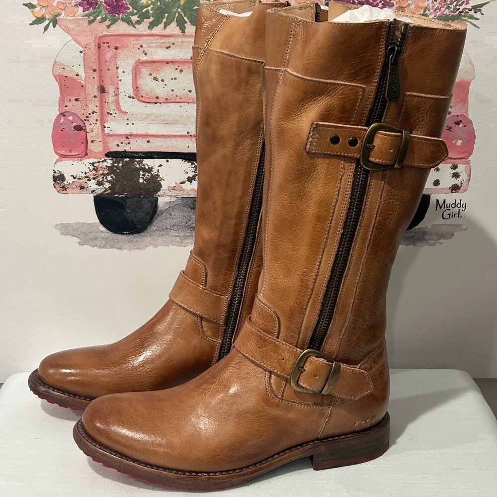 Brand New BED STU Womens GoGo Lug Boots shoes, leather sz 7.5 Tan